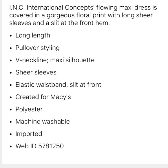 INC international concert maxi chiffon dress - Picture 5 of 5